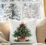 By Queen Limited Festive Edition Μαξιλαροθήκη Tree Με Κόκκινες Μπάλες Και Χρυσό Αστέρι 45x45εκ. - Image 3