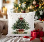By Queen Limited Festive Edition Μαξιλαροθήκη Tree Με Κόκκινες Μπάλες Και Χρυσό Αστέρι 45x45εκ. - Image 4