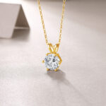 By Queen Luxury Jewelry Χρυσό Κολιέ 14K Με Μοϊσανίτη Brilliant Round - Image 4