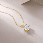 By Queen Luxury Jewelry Χρυσό Κολιέ 14K Με Μοϊσανίτη Brilliant Round - Image 5