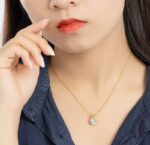 By Queen Luxury Jewelry Χρυσό Κολιέ 14K Με Μοϊσανίτη Brilliant Round - Image 6