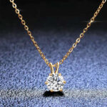 By Queen Luxury Jewelry Χρυσό Κολιέ 14K Με Μοϊσανίτη Brilliant Round - Image 7