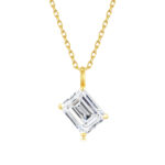 By Queen Luxury Jewelry Χρυσό Κολιέ 14Κ Με Emerald-Cut Μοϊσανίτη