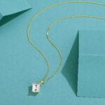 By Queen Luxury Jewelry Χρυσό Κολιέ 14Κ Με Emerald-Cut Μοϊσανίτη - Image 5