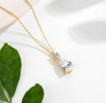 By Queen Luxury Jewelry Χρυσό Κολιέ 14Κ Με Pear Cut Μοϊσανίτη