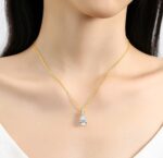 By Queen Luxury Jewelry Χρυσό Κολιέ 14Κ Με Pear Cut Μοϊσανίτη - Image 2
