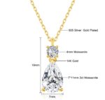 By Queen Luxury Jewelry Χρυσό Κολιέ 14Κ Με Pear Cut Μοϊσανίτη - Image 6