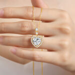 By Queen Luxury Jewelry Ασημένιο Επιχρυσωμένο Κολιέ Με Μοϊσανίτη Heart Cut - Image 4