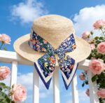 By Queen Statement Elegance Σατέν Φουλάρι με Πεταλούδες & Λουλούδια - Image 12