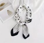 By Queen Timeless Minimal Elegance Σατέν Μαντήλι Mε Μαύρα Πουά - Image 2