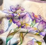 By Queen Σατέν Μαντήλι Με Ζωγραφιστές Ίριδες Σε Υδατογραφία - Image 19