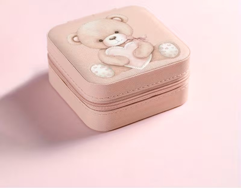 gift teddy bear jewelry box1 By Queen Ροζ Παιδική Κοσμηματοθήκη Teddy Heart - Image 1