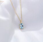 By Queen Πολυτελές Γυναικείο Ασημένιο Κολιέ Mε Γαλάζιο Τοπάζι - Image 9