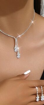 By Queen Elegant Crystal Κολιέ Και Σκουλαρίκια Με Λαμπερές Πέτρες - Image 8