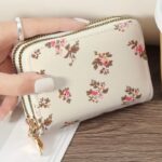 By Queen Elegant Γυναικείο Πορτοφόλι Floral Mini Wallet Με Διπλό Φερμουάρ - Image 3