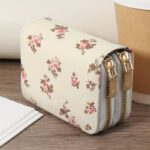 By Queen Elegant Γυναικείο Πορτοφόλι Floral Mini Wallet Με Διπλό Φερμουάρ - Image 4