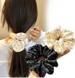 By Queen Scrunchie Satin Πουά Με Μαύρη Βάση Και Εκρού (Τυχαίο Χρώμα Επιλογής) - Image 14