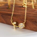 By Queen Ασημένιο Gold Plated Κολιέ Τουλίπα Mε Ζιργκόν