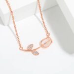 By Queen Ασημένιο Rose Gold Plated Κολιέ Τουλίπα Mε Ζιργκόν