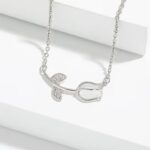 By Queen Ασημένιο Minimal Elegant Κολιέ Τουλίπα Mε Ζιργκόν - Image 5