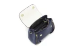 By Queen Δερμάτινη Γυναικεία Τσάντα Tote Χειρός Navy Blue - Image 9
