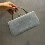 By Queen Βραδινό Ασημένιο Clutch Τσαντάκι με Micro Strass - Image 2