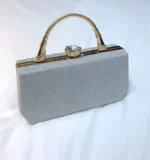 By Queen Βραδινό Ασημένιο Clutch Τσαντάκι με Micro Strass - Image 6