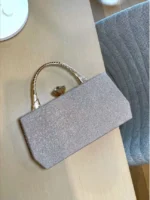 By Queen Βραδινό Ασημένιο Clutch Τσαντάκι με Micro Strass - Image 3