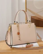 By Queen Leather Γυναικεία Τσάντα Δερμάτινη Χειρός - Ώμου Μπεζ - Image 4