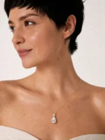 By Queen Luxury Jewelry Χρυσό Κολιέ 14Κ Με Pear Cut Μοϊσανίτη