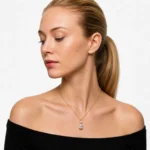 By Queen Luxury Jewelry Χρυσό Κολιέ 14Κ Με Pear Cut Μοϊσανίτη - Image 6