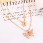 By Queen Διπλό Γυναικείο Κολιέ Butterfly Pink Gold με Zircon - Image 6