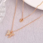 By Queen Διπλό Γυναικείο Κολιέ Butterfly Pink Gold με Zircon - Image 7
