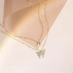 By Queen Διπλό Γυναικείο Κολιέ Butterfly Επιχρυσωμένο με Zircon - Image 9