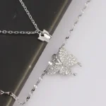By Queen Διπλό Γυναικείο Κολιέ Butterfly Ασημένιο με Zircon - Image 4