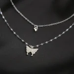 By Queen Διπλό Γυναικείο Κολιέ Butterfly Ασημένιο με Zircon - Image 12