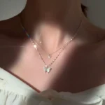 By Queen Διπλό Γυναικείο Κολιέ Butterfly Ασημένιο με Zircon - Image 14