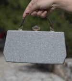 By Queen Βραδινό Ασημένιο Clutch Τσαντάκι με Micro Strass - Image 5