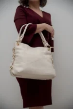 By Queen Γυναικεία Τσάντα Shopper Μπεζ - Image 3