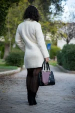 By Queen Γυναικεία Τσάντα Tote Με Κεντητό Λουλούδι Mωβ - Image 6