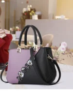 By Queen Γυναικεία Τσάντα Tote Με Κεντητό Λουλούδι Mωβ - Image 3