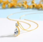 By Queen Luxury Jewelry Χρυσό Κολιέ 14Κ Με Pear Cut Μοϊσανίτη - Image 8