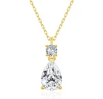 By Queen Luxury Jewelry Χρυσό Κολιέ 14Κ Με Pear Cut Μοϊσανίτη - Image 9