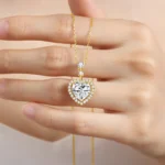 By Queen Luxury Jewelry Ασημένιο Επιχρυσωμένο Κολιέ Με Μοϊσανίτη Heart Cut - Image 6
