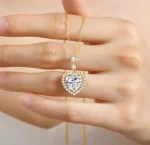 By Queen Luxury Jewelry Ασημένιο Επιχρυσωμένο Κολιέ Με Μοϊσανίτη Heart Cut - Image 8