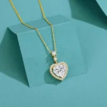 By Queen Luxury Jewelry Ασημένιο Επιχρυσωμένο Κολιέ Με Μοϊσανίτη Heart Cut - Image 9
