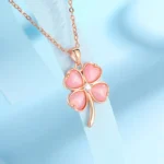 By Queen Kολιέ Silver 925 Τριφύλλι Pink Gold - Image 4
