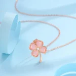 By Queen Kολιέ Silver 925 Τριφύλλι Pink Gold