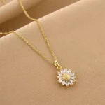 By Queen Κολιέ Ηλίανθος Ασήμι 925 και Zircon Επιχρυσωμένο - Image 4