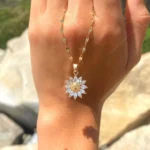 By Queen Κολιέ Ηλίανθος Ασήμι 925 και Zircon Επιχρυσωμένο - Image 8